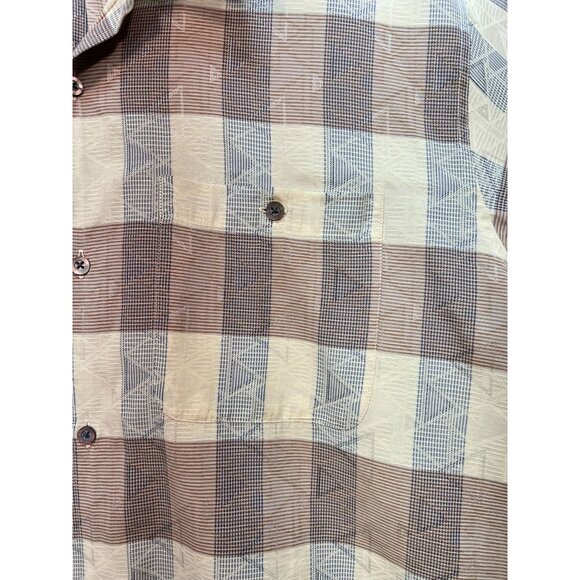 Minos Mens Button Down Shirt Short Sleeve Summer Size XL Multicolor Plaid Pocket - Picture 8 of 12